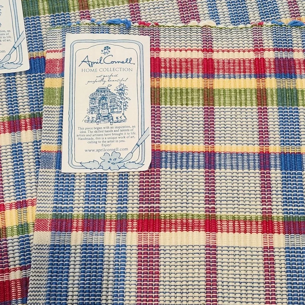 NWT APRIL CORNELL Placemats Set of 4 Multi-color Plaid Cotton Cottagecore